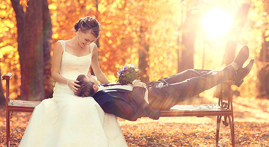 Happy bride and groom